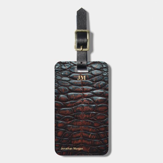 Étiquette À Bagage Luxury Executive Monogram Premium Leather (Devant Vertical)