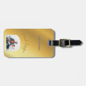 Étiquette À Bagage Luxury Gold Gradient Custom Photo & Name  (Devant horizontal)