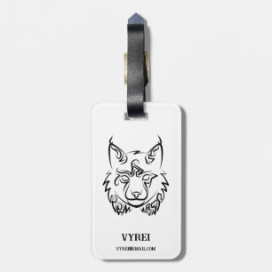 Étiquette À Bagage Lynx tribale noire et blanche
