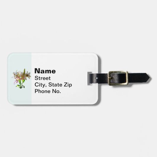 Étiquette À Bagage Lys rose pâle rétroéclairés (Devant horizontal)