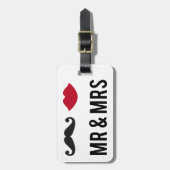 Étiquette À Bagage m. et mme avec moustache et lèvres rouges (Devant Vertical)