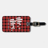 Étiquette À Bagage M. et Mme Couple Red Buffalo Plaid (Devant horizontal)