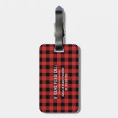 Étiquette À Bagage M. et Mme Couple Red Buffalo Plaid (Dos Vertical)