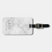 Étiquette À Bagage M. et Mme. | Élégant Marbre blanc Script moderne (Devant horizontal)