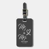 Étiquette À Bagage M. et Mme Monogram Mariage noir et blanc (Devant Vertical)