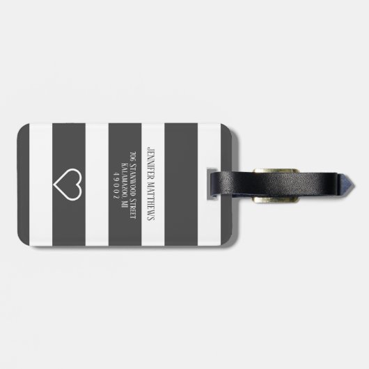 Étiquette À Bagage M. et Mme Monogram Mariage noir et blanc (Dos horizontal)