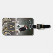 Étiquette À Bagage M. & Mme Agate Monogramme Mariage Nom de la photo (Devant horizontal)