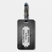 Étiquette À Bagage M. & Mme sur pierre gris foncé (Dos Vertical)