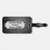 Étiquette À Bagage M. & Mme sur pierre gris foncé (Dos horizontal)