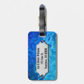 Étiquette À Bagage M. & Mme sur verre bleu (Dos Vertical)