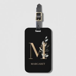 Étiquette À Bagage M Monogramme Floral Personnalisé