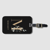 Étiquette À Bagage M Monogramme Floral Personnalisé (Devant Horizontal)