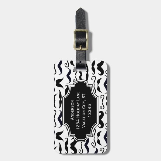 Étiquette À Bagage M. Mustache Hipster Motif (Devant Vertical)