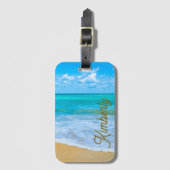 Étiquette À Bagage Ma Plage Tropicale Personnalisée (Devant Vertical)