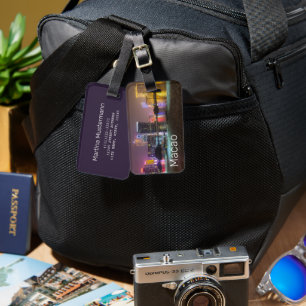 Étiquette À Bagage Macao Casino Skyline Panorama Chine Nuit