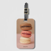 Étiquette À Bagage Macarons monogramme personnalisé (Devant Vertical)