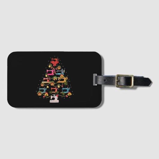 Étiquette À Bagage Machine à coudre Arbre de Noël (Devant Horizontal)
