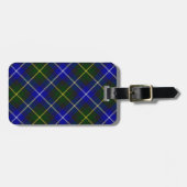 Étiquette À Bagage Macneil de Barra tartan bleu vert plaid (Devant horizontal)
