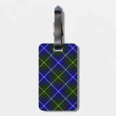Étiquette À Bagage Macneil de Barra tartan bleu vert plaid (Dos Vertical)
