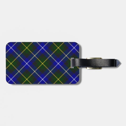 Étiquette À Bagage Macneil de Barra tartan bleu vert plaid (Dos horizontal)