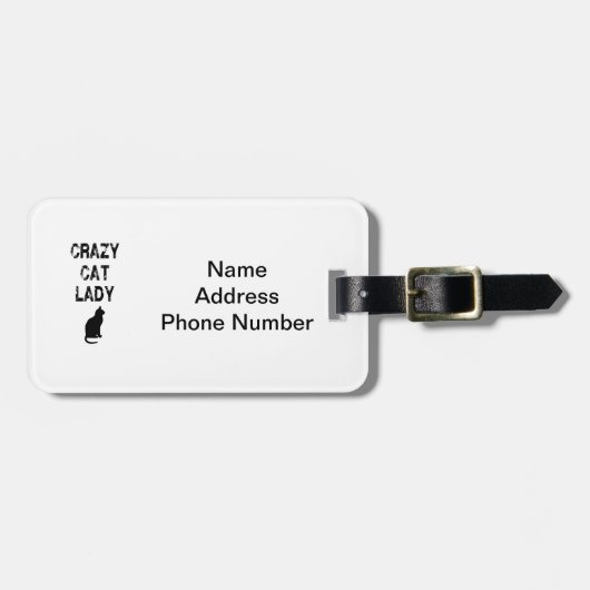 Étiquette À Bagage Madame folle verticale Design de chat (Devant horizontal)
