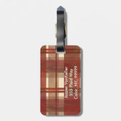 Étiquette À Bagage Madras Plaid Fall Red (Dos Vertical)