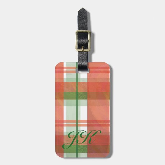 Étiquette À Bagage Madras Plaid Noël (Devant Vertical)