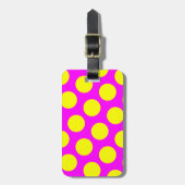Étiquette À Bagage Magenta à deux côtés et Pois jaunes (Devant Vertical)