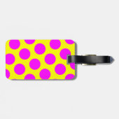 Étiquette À Bagage Magenta à deux côtés et Pois jaunes (Dos horizontal)