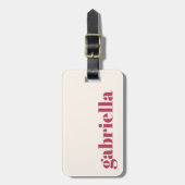 Étiquette À Bagage Magenta Bold Typographie simple Nom personnalisé (Devant Vertical)