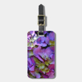 Étiquette À Bagage Magenta Purple bleu jaune Hydrangeas fleurs (Devant Vertical)