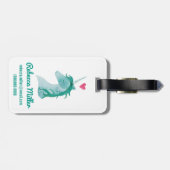 Étiquette À Bagage Magie bleue de licorne avec le coeur (Dos horizontal)