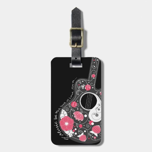 Étiquette À Bagage Magnifique guitare cool mignonne à la mode fleurs (Devant Vertical)