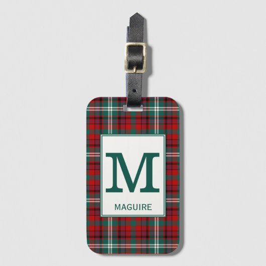 Étiquette À Bagage Maguire Tartan Motif rouge et vert (Devant Vertical)