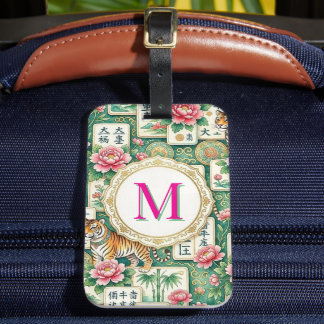 Étiquette À Bagage Mahjong Chinoiserie Floral Personalized Monogram