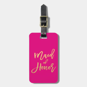 Étiquette À Bagage Maid of Honor Hot Pink and Gold Travel