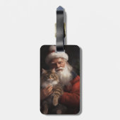 Étiquette À Bagage Maine Coon avec Noël Festif du Père Noël (Dos Vertical)