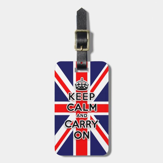 Étiquette À Bagage maintenez calme et continuez le drapeau d'Union (Devant Vertical)