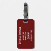 Étiquette À Bagage Maintenez étiquette faite sur commande calme et (Dos Vertical)