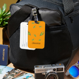 Étiquette À Bagage maïs de nom personnalisé sur orange
