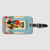 Étiquette À Bagage Maison de Noël portugaise avec Rooster Salutations (Devant Horizontal)