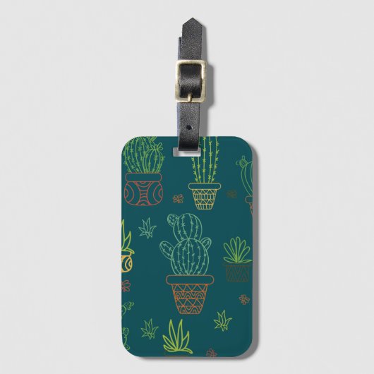 Étiquette À Bagage Maison Plantes Cactus Illustration Boho Cactus (Devant Vertical)
