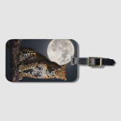 Étiquette À Bagage Majestic Leopard and Full Moon (Devant Horizontal)