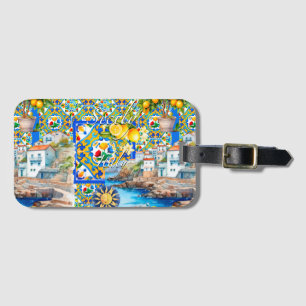 Étiquette À Bagage Majolica, citron, carreaux siciliens,