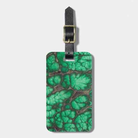 Étiquette À Bagage Malachite à motif vert (Devant Vertical)