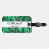 Étiquette À Bagage Malachite à motif vert (Dos horizontal)