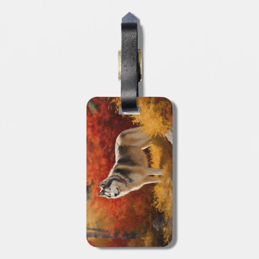 Étiquette À Bagage Malamute en Alaska à l'automne Feuilles automne in (Dos Vertical)