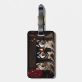 Étiquette À Bagage Malamute en Alaska près de la cheminée Noël (Dos Vertical)