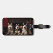 Étiquette À Bagage Malamute en Alaska près de la cheminée Noël (Dos horizontal)
