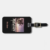 Étiquette À Bagage Maldives Indian Ocean vintage sunset (Devant horizontal)